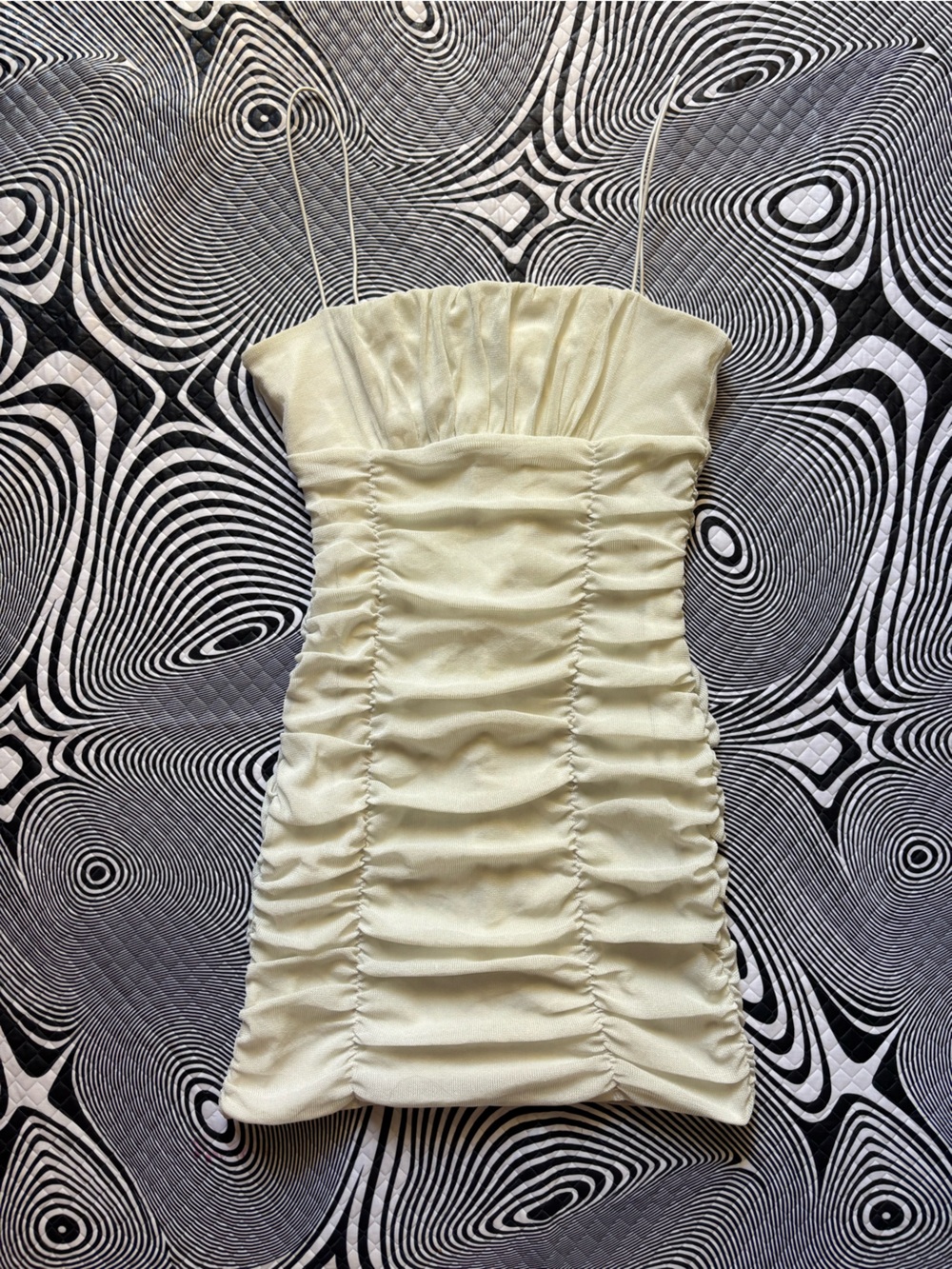 Hello Molly Cream Ruched tank top cocktail dress
